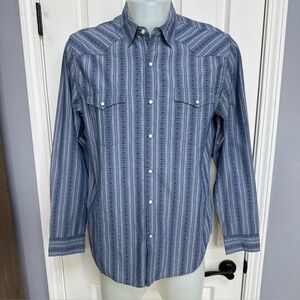 LUCKY BRAND Western Button Down Pearl Snap Long Sleeve Striped Aztec Shirt NEW L
